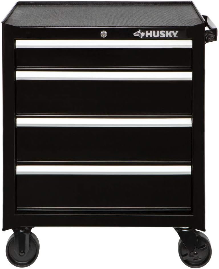 Husky 26 in. W 4-Drawer Rolling Cabinet Tool Box Chest in Gloss Black